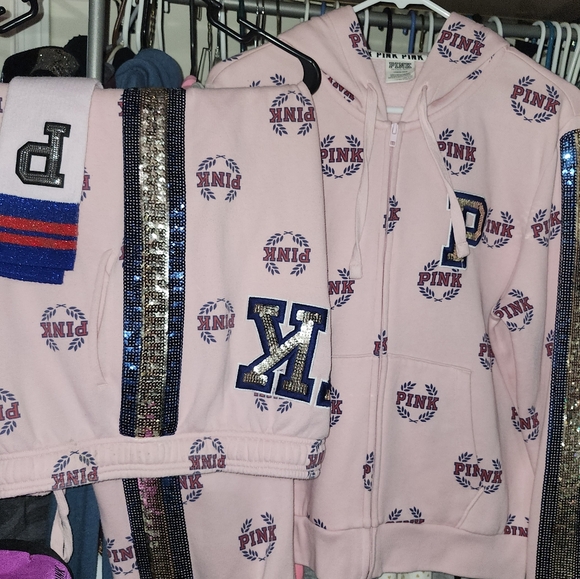 RARE HTF VS PINK LOGO GORGEOUS SEQUINS HOODIE SIZE LARGE LITTLE OVERSIZED - Picture 12 of 12